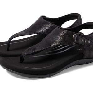 Aetrex Jane Orthopedic Thong Sandals  - Adjustable Ankle Strap  Black 9  NEW